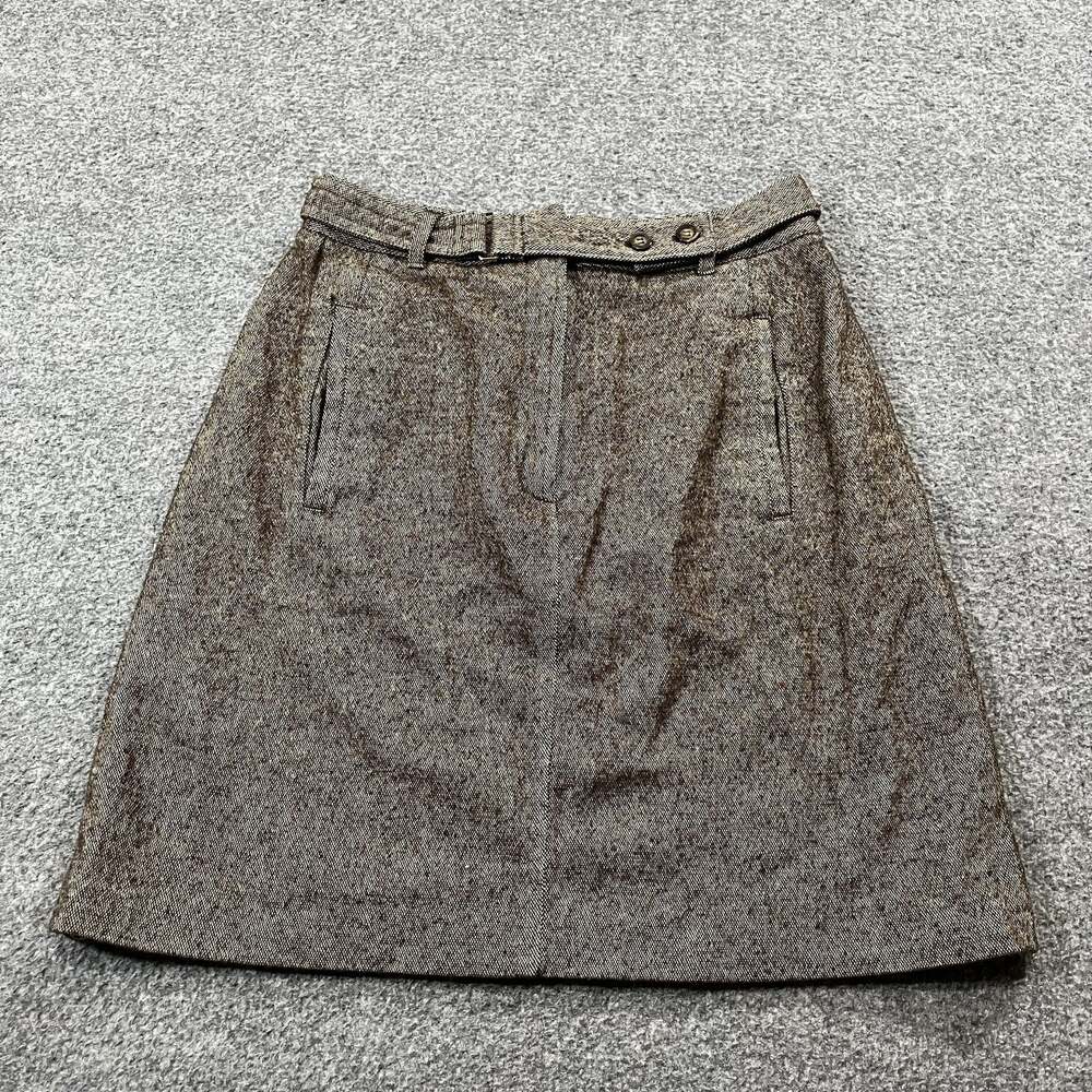 Vintage Country Shop Skirt Womens 8 Brown Wool Tweed Pockets Lined USA 90s